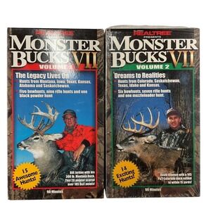 Monster Bucks‎ VII VHS Lot of 2 Hunting Videos Whitetail Deer Bow Rifle Powder
